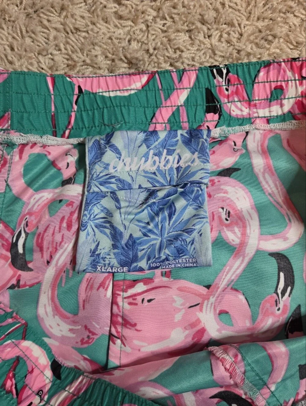 Chubbies Pink Flamingo Print Shorts - Green & Pink